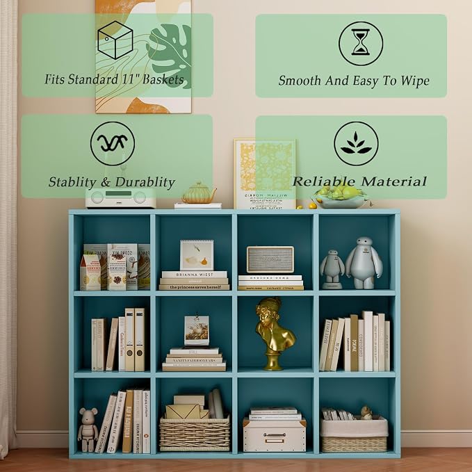 12-Cube Storage Shelf Bookcase - Image 4