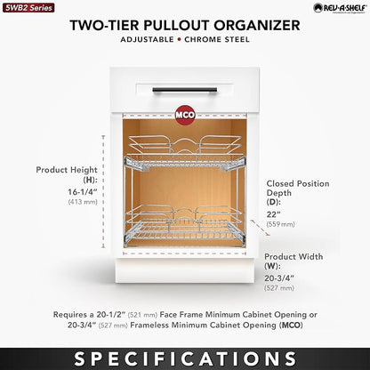 Rev-A-Shelf 2 Tier Kitchen Cabinet Pullout Shelf and Drawer Organizer Slide Out - Image 3