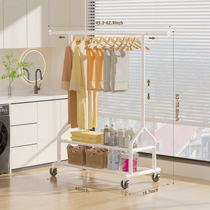 EAGMAK Heavy Duty Clothes Rack Load 556 LBS, Rolling Clothing Rack - Image 3