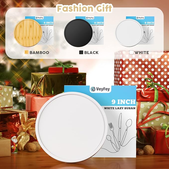 Turntable Vanity Tray 9 Inch for Perfume Candle, Bamboo Kitchen Sink Countertop - Image 5