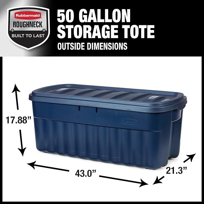 Rubbermaid Roughneck Tote 50 Gal, 2 Pack, Made in USA, Dark Indigo Metallic - Image 2