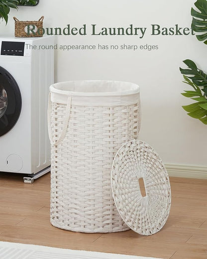 Large Laundry Hamper Laundry Basket Round 34.3 Gal Handwoven Wicker Laundry - Image 2