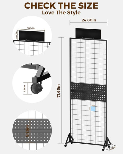 6' x 2' Ft Grid Wall Panel, Pegboard Gridwall Display Stand - Image 2