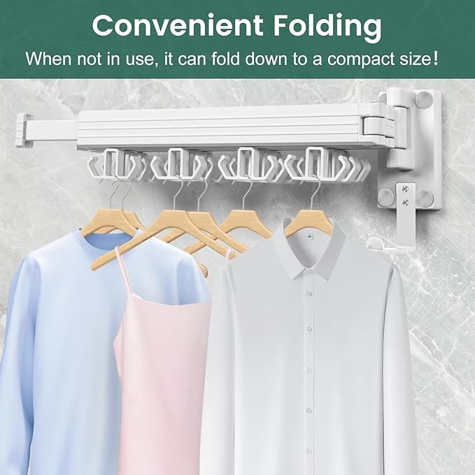 Wall Mounted Clothes Drying Rack, Laundry Drying Rack Wall Mount, 3-Fold Drying - Image 5