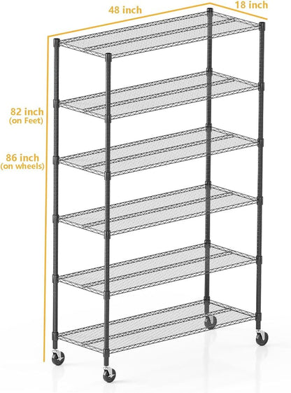 Himimi 82" H Storage Shelves 6 Tier Metal Shelving Adjustable Wire Shelf - Image 3