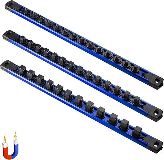 ALOANES 3-Piece Magnetic Socket Organizer, Heavy Duty Aluminum Socket Rails by Aloanes