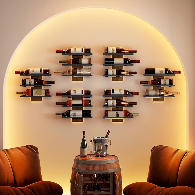 Hoctieon 3 Tier Wall Mount Wine Rack Set, Wall Mounted Wine Bottle Rack - Image 2