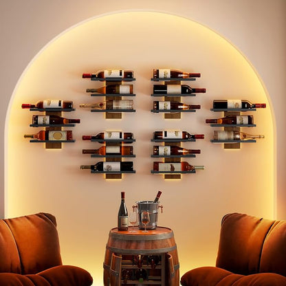 Hoctieon 3-Tier Wall Mount Wine Rack Set, Wall Mounted Wine Bottle Racks - Image 2