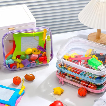 Hoolerry 4 Pcs Hard Clear Zipper Case Makeup Bags Plastic Pencil Pouch - Image 6