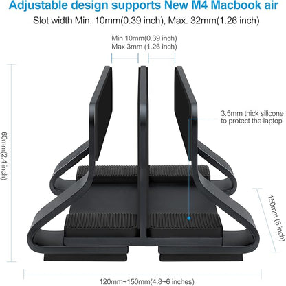 Aluminum Dual Vertical Laptop Stand Dock Holder, Supports 2 Devices, Adjustable - Image 4