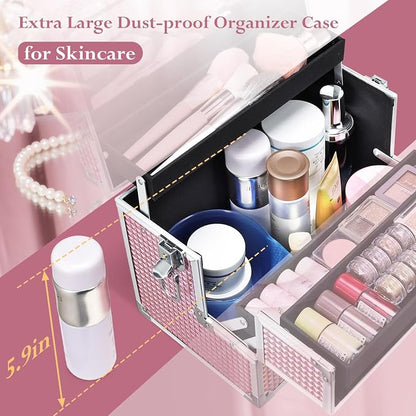Joligrace Large Makeup Box Organizer, 12 Inch Makeup Train Case - Image 2