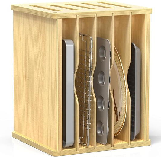 6 Tier Wooden Cabinet Tray Dividers, Kitchen Vertical Tray Divider Organizer by sandpaint