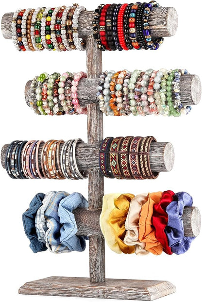 LadyRosian 4 Tier Wooden Display Jewelry Accessory Stand Jewelry Bracelet by LadyRosian