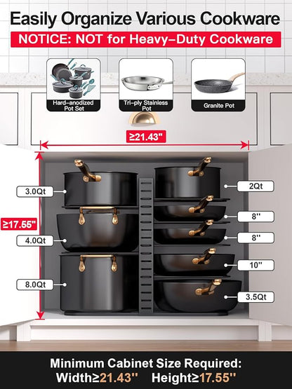 MUDEELA Pots and Pans Organizer Rack under Cabinet 14.55in Height, 8-Tiers - Image 2