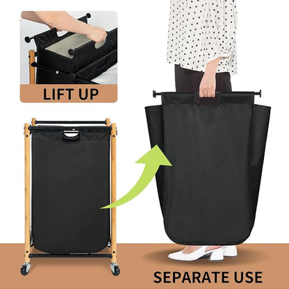 STORAGE MANIAC 3 Section Laundry Sorter, 35.9 Gal Laundry Hamper Cart - Image 6
