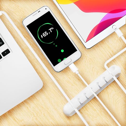 USB Cable Organizer Clips Cord Holder, 10 Packs White Self Adhesive Desk Cord - Image 3
