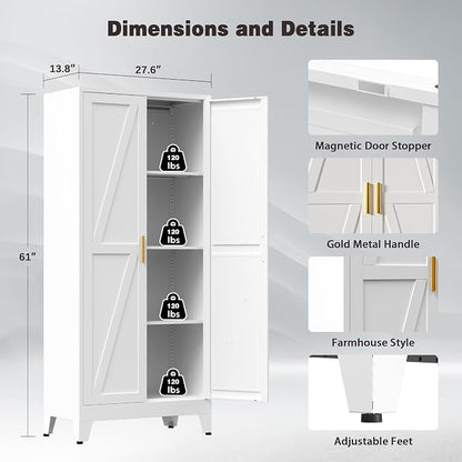 61" Tall Metal Pantry Cabinet, Kitchen Storage Cabinet - Image 3