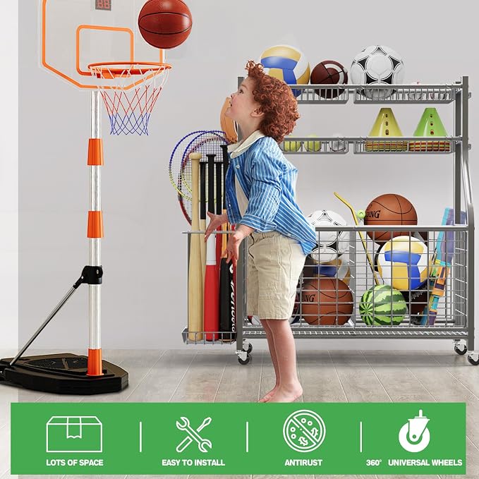 Garage Sports Equipment Organizer, Ball Storage - Image 3