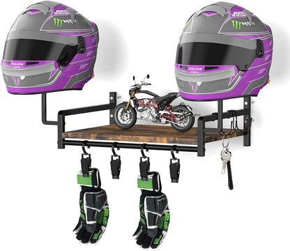OYEAL Motorcycle Helmet Holder Wall Mount, Rustic Helmet Display Rack by OYEAL