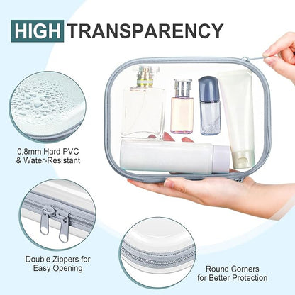 Sanwuta 6 Pcs Clear Hard Zipper Case Hard Plastic Zipper Pouches Transparent - Image 3