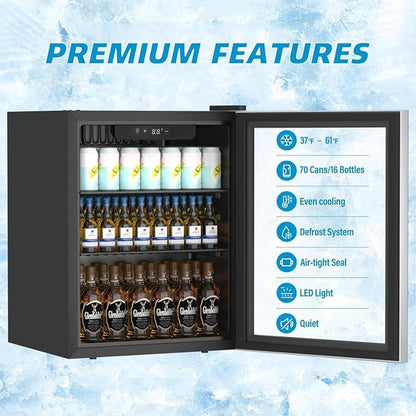 Compact Beverage Refrigerator, 76 Can/1.7 Cubic Feet Fridge - Image 3