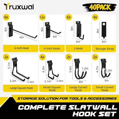 40 Pcs Slatwall Hooks & Hangers – Heavy-Duty Metal Slatwall Accessories Kit - Image 2
