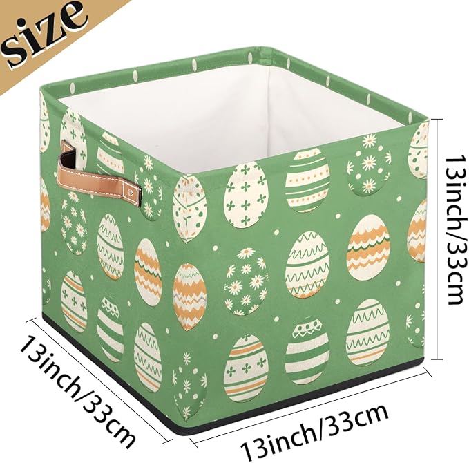 TropicalLife 13x13x13 Inch Large Fabric Storage Cube Easter Sage Green Foldable - Image 4