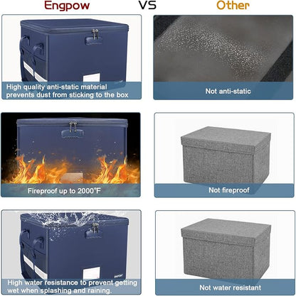 ENGPOW File Box with Lock, Fireproof Document Box with Zipper＆Pockets, - Image 6