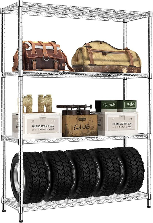 IZEUK 4-Tier Adjustable Heavy Duty Metal Wire Shelving Unit, Wide Storage Rack by IZEUK