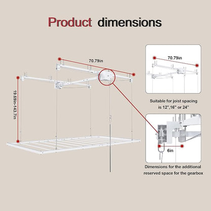 Overhead Garage Storage Rack 3x6 FT, Adjustable Ceiling Lift Storage System - Image 7