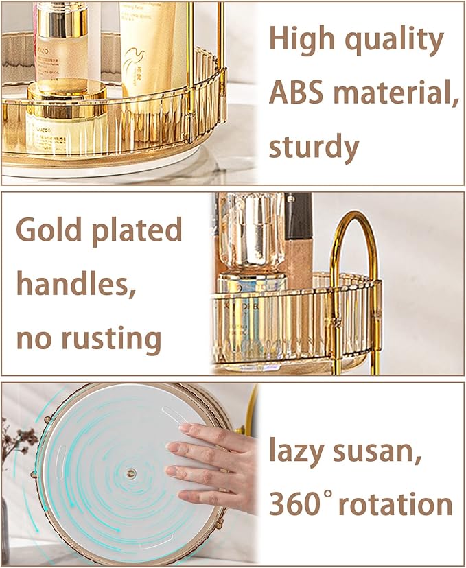 Rotating Makeup Organizer for Vanity, High-Capacity Skincare Clear Make Up - Image 3