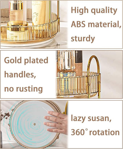 Rotating Makeup Organizer for Vanity, High-Capacity Skincare Clear Make Up - Image 3