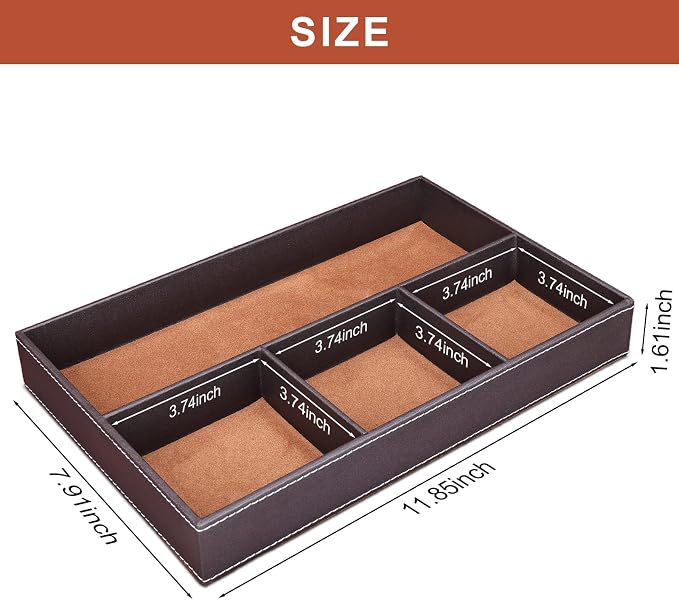 GORESE Faux Leather Valet Tray for Men, Stackable Jewelry Organizer for Drawers - Image 3