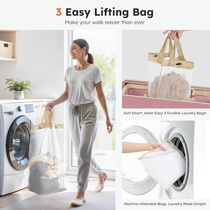 SOLEDI 180L 3-Section Laundry Hamper - Image 4