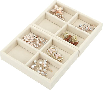 DesignSter Small Jewelry Tray-Ring Organizer 2PCS Premium Velvet Rings Earrings by DesignSter