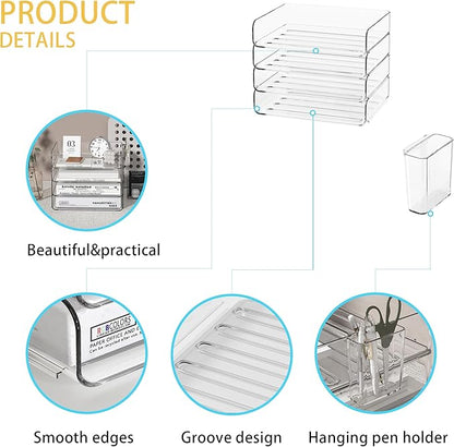 4-Tier Stackable Paper Tray Organizer - Image 3