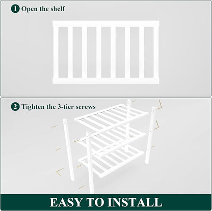 Smiry Bamboo Shoe Rack for Closet, 3 Tier Small Wooden Stackable Shoe Organizer - Image 6