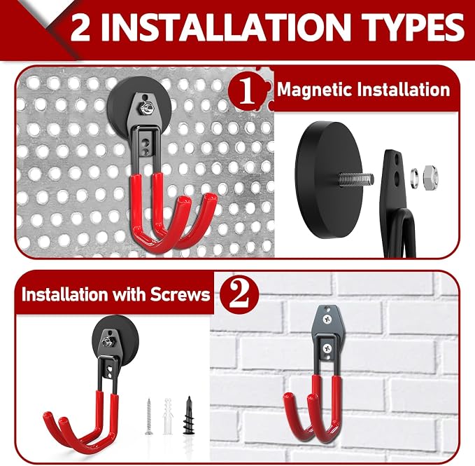 3-H Heavy Duty Magnet Garage Hooks 2 Pack, J Shape Strong Magnetic Hooks - Image 2