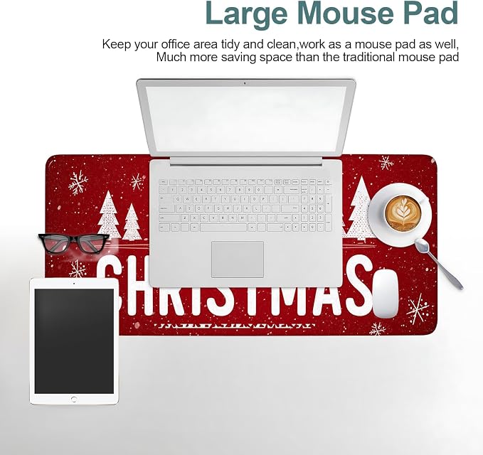 Merry Christmas Gaming Mouse Pad 31.5"x11.8"Desk Mat Anti-Slip Rubber Base & - Image 6