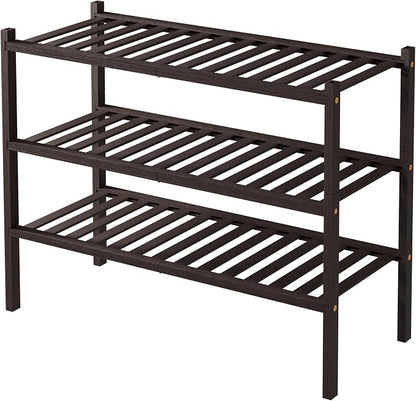 3 Tier Bamboo Shoe Rack for Closet Free Standing Wood Shoe Shelf for Entryway - Image 8