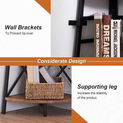 HOMBAZAAR 72 Inch Tall Corner Shelf, 5 Tier Corner Ladder Bookshelf, Tall - Image 6
