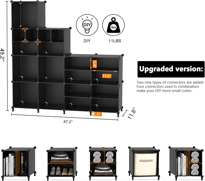 AWTATOS Cube Storage Closet Organizer Storage 12 Cube Shelves, Large and Small - Image 3