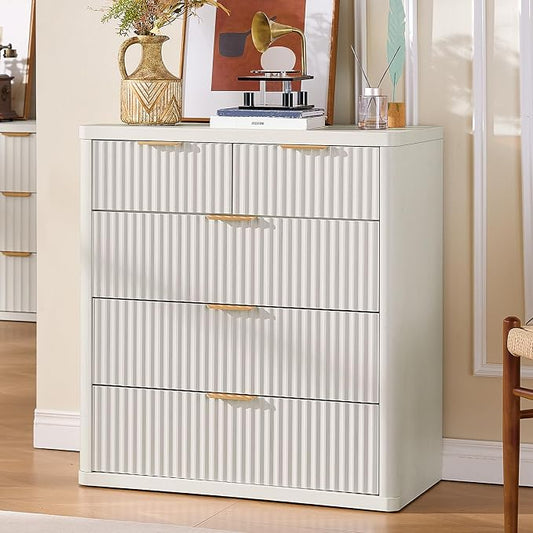LEYAOYAO Fluted 5 Drawers Dresser by LEYAOYAO-Findtheshiningpointofyourideallife%EF%BC%81