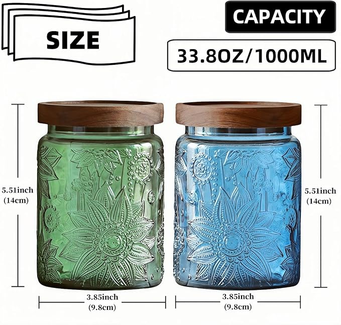 Set of 2 Vintage Glass Jars, Coffee Beans, Pet Food, Laundry Detergent - Image 2