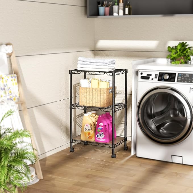 SINGAYE 3 Small Shelves Storage Shelf Wire Shelving Unit Metal Shelf Adjustable - Image 8