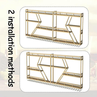 63in Large Wall Mounted Wine Rack 3 Tier Metal Wine Bottle Holder Modern - Image 5