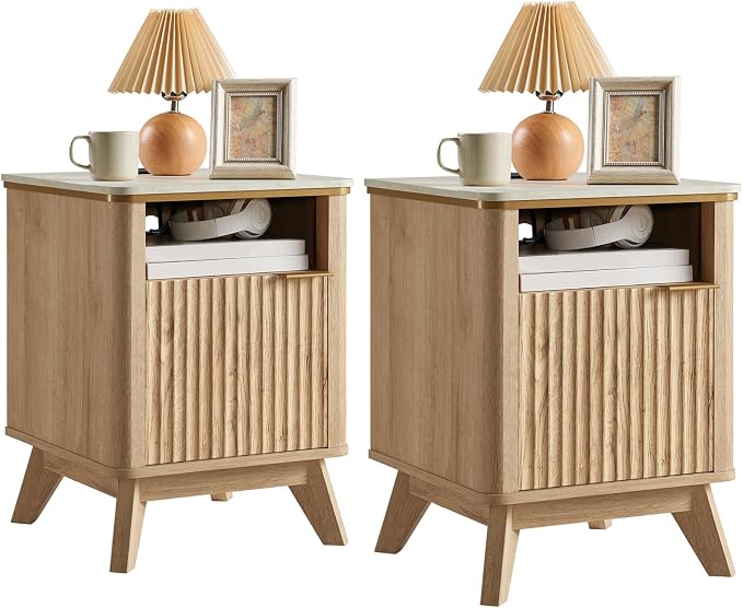QUW Fluted Nightstands Set of 2 by QUW