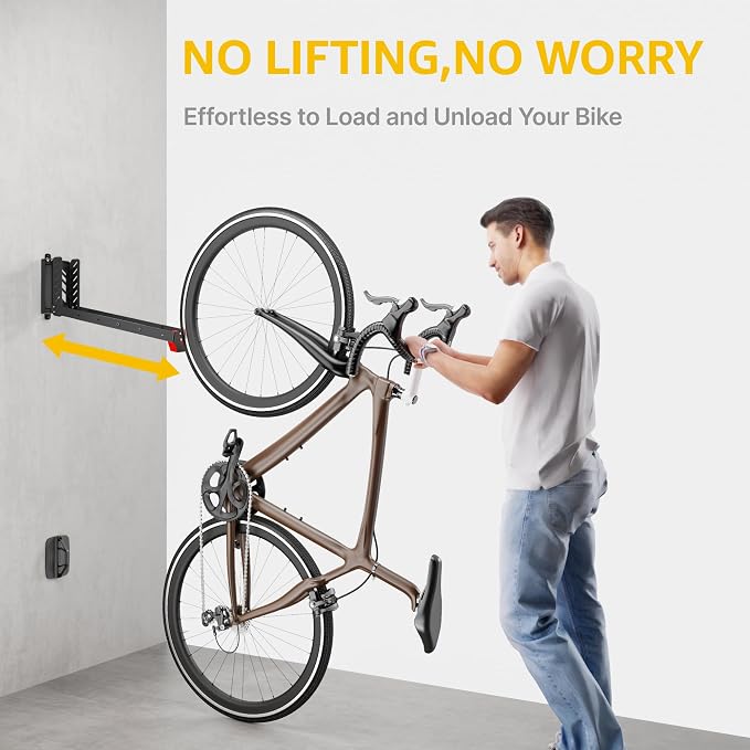 monTEK Swivel Bike Wall Mount, No Heavy Lifting Required Bike Wall Mount - Image 3
