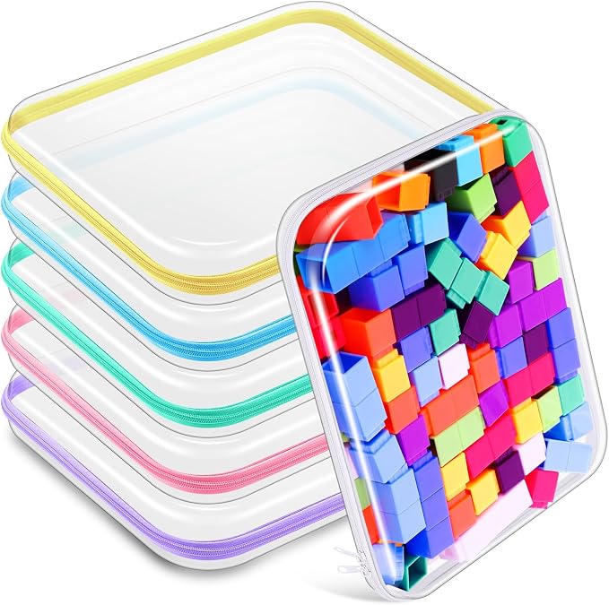 Sanwuta 6 Pcs Clear Hard Zipper Case Pencil Pouches Hard Plastic Zipper Pouches by Sanwuta
