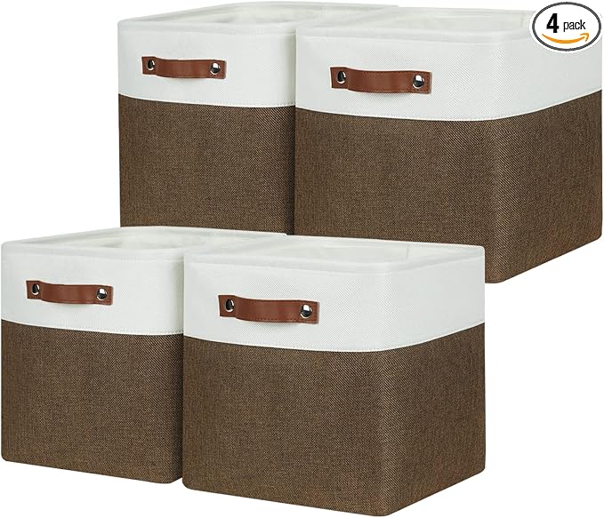 HNZIGE Fabric Storage Baskets 4 Pack, Storage Cube Baskets 11x11, Foldable Cube by HNZIGE